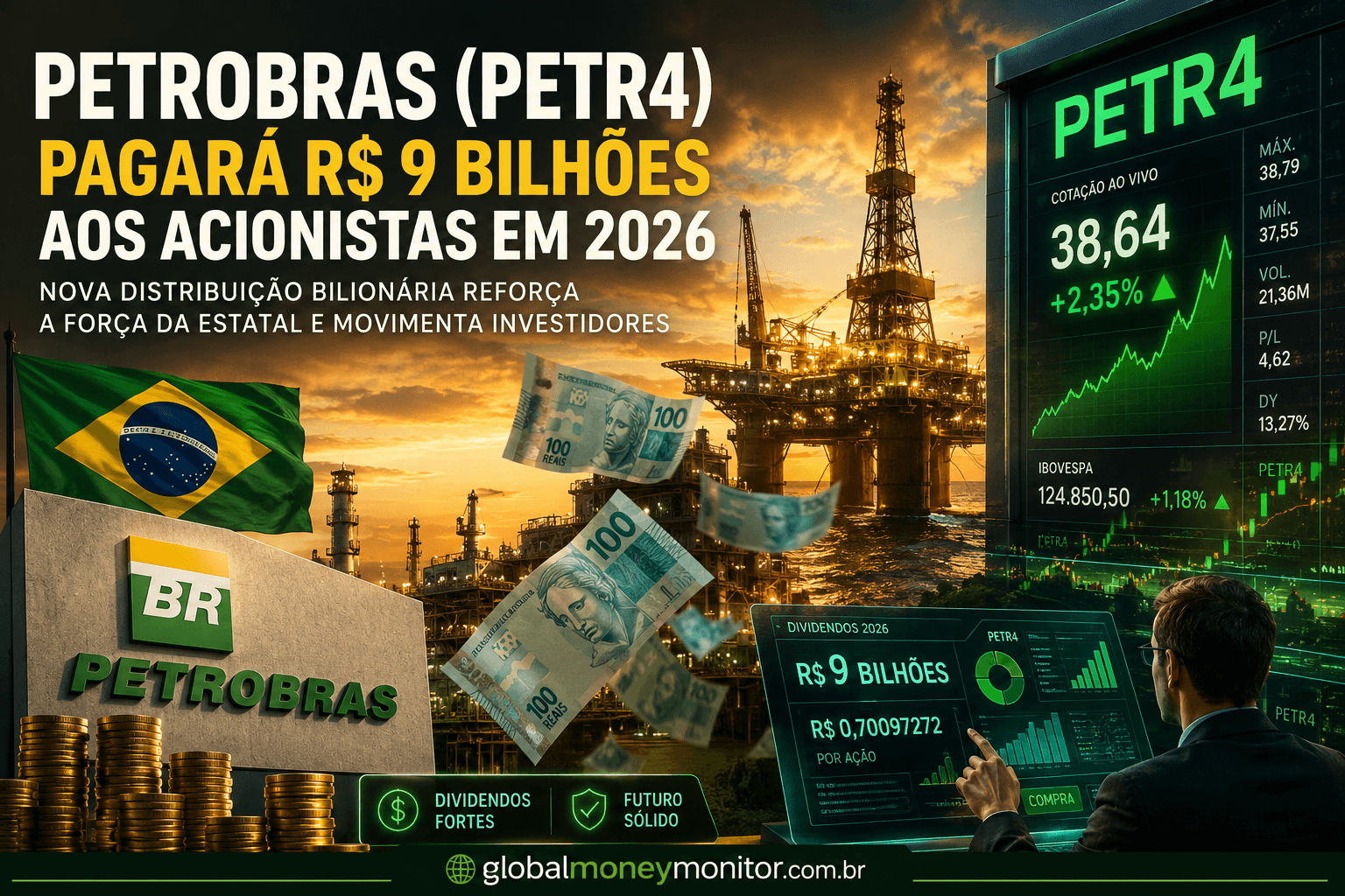 Petrobras anuncia R$ 9 bilhões em dividendos e reacende debate sobre futuro da PETR4