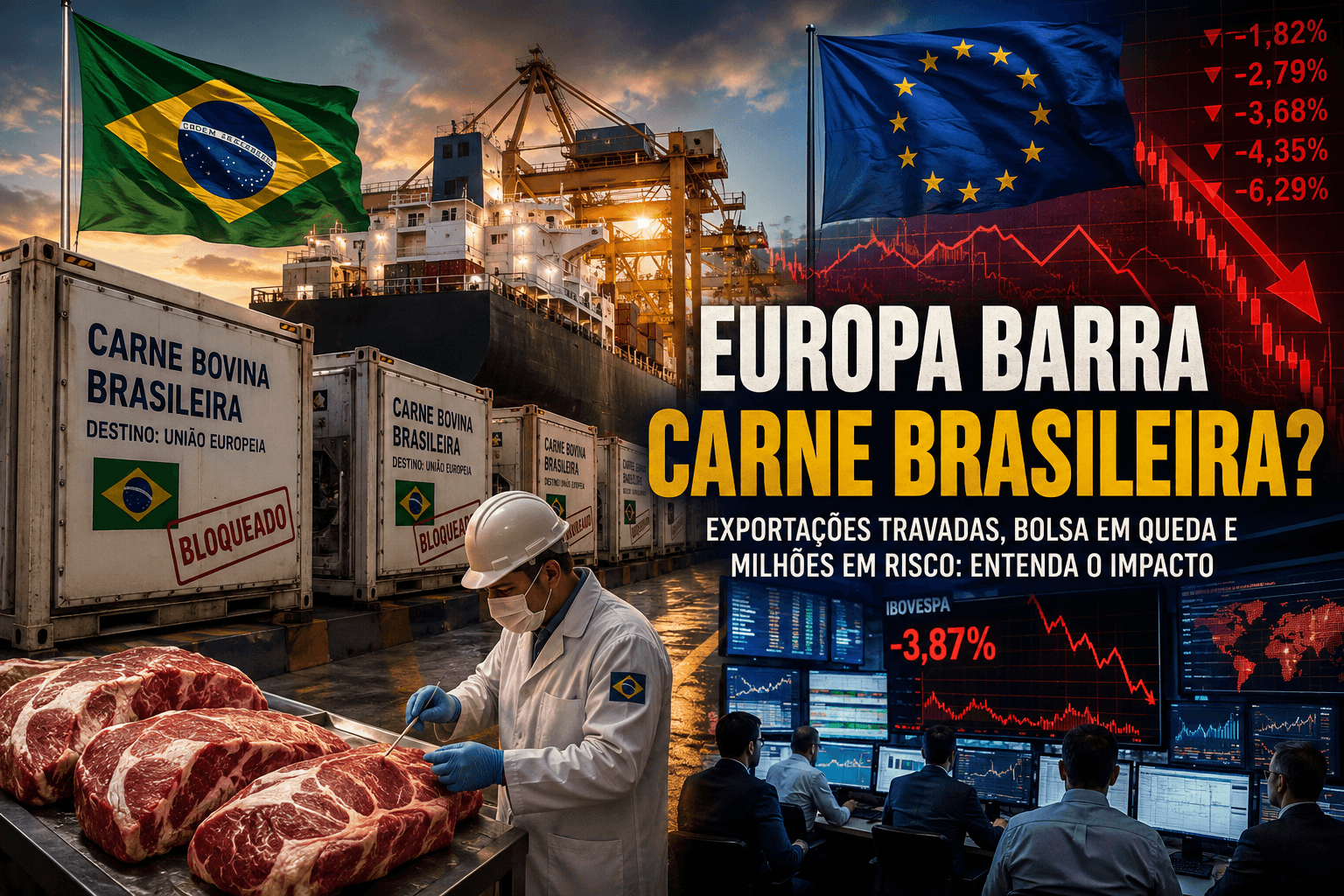 UE trava carne brasileira e governo reage com surpresa em meio a tensão comercial