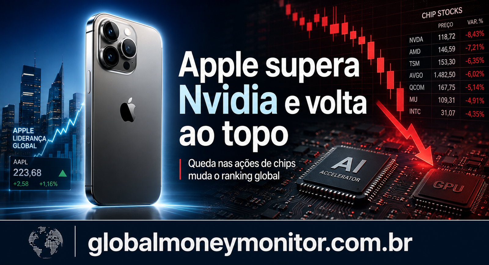 Apple retoma o trono da tecnologia enquanto crise nos chips abala Wall Street