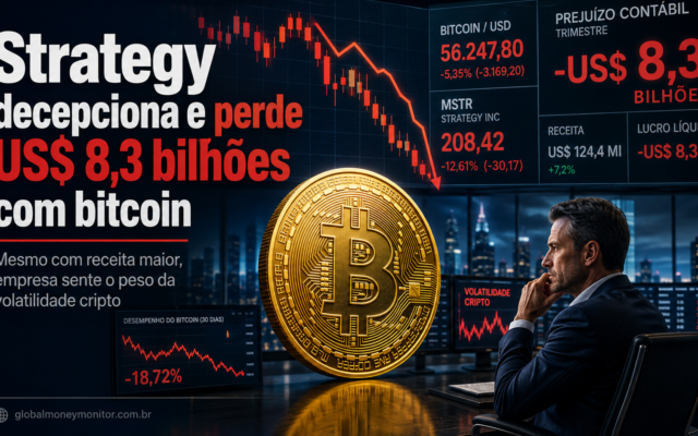 Strategy aumenta receita, mas tombo de US$ 8,3 bilhões no bitcoin acende alerta