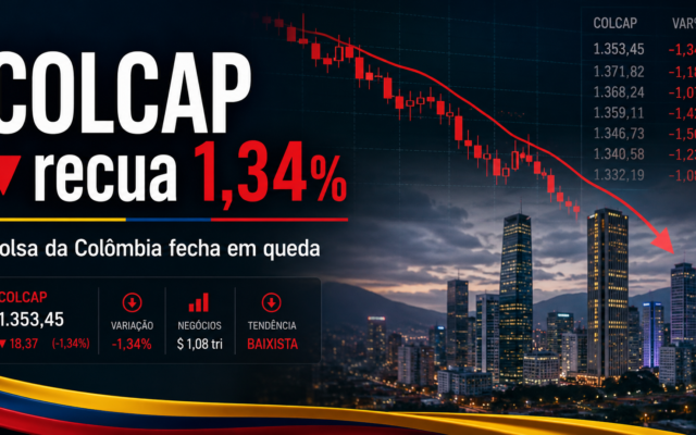 Bolsa colombiana recua forte e COLCAP acende sinal de atenção para investidores